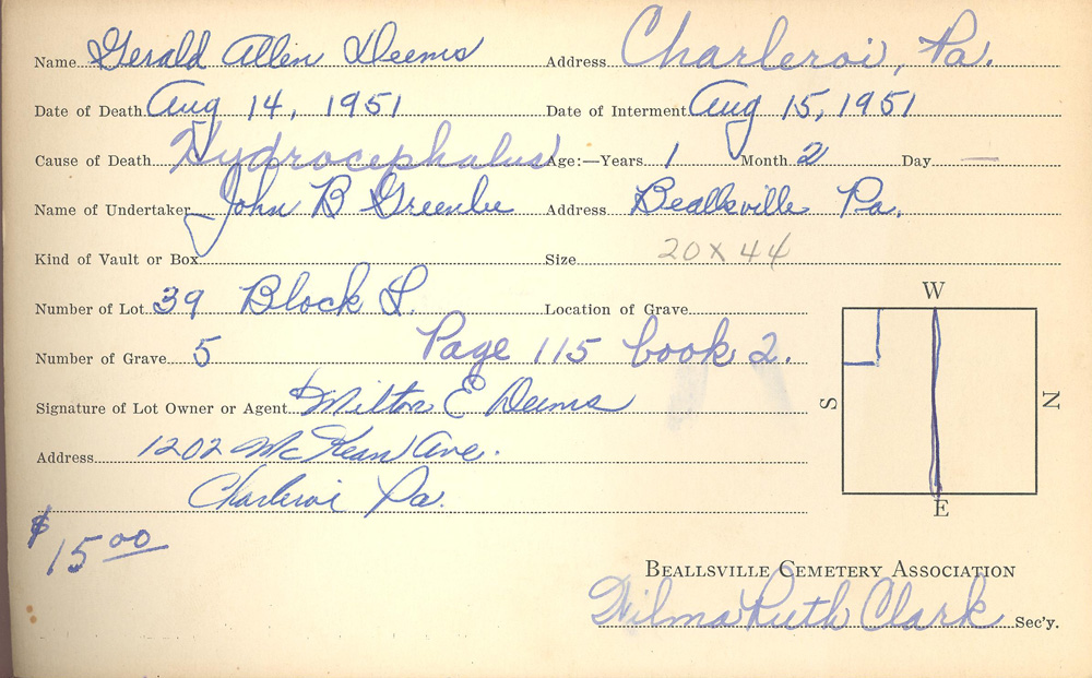 burial card